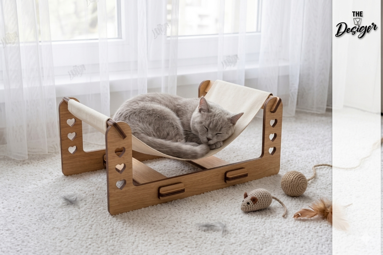 Cama Hamaca para Gatos en Madera MDF 6mm – Diseño Premium Ergonómico - Imagen 2