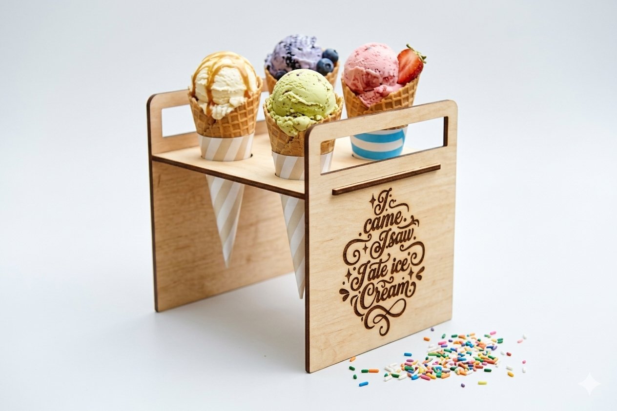 Soporte de Madera Portaconos para Helados – Exhibidor Premium para Eventos y Negocios - Imagen 2