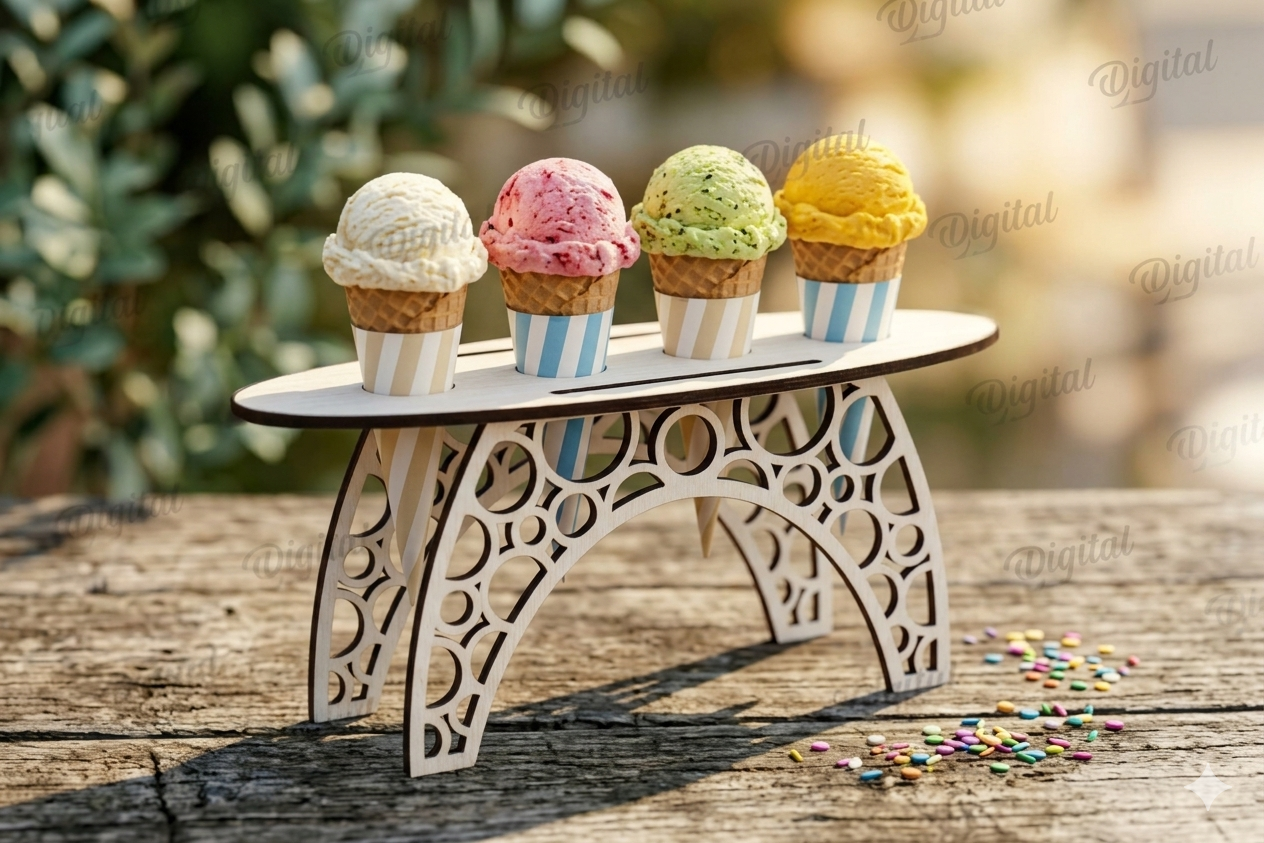 Soporte de Madera Portaconos para Helados – Exhibidor Premium para Eventos y Negocios - Imagen 3