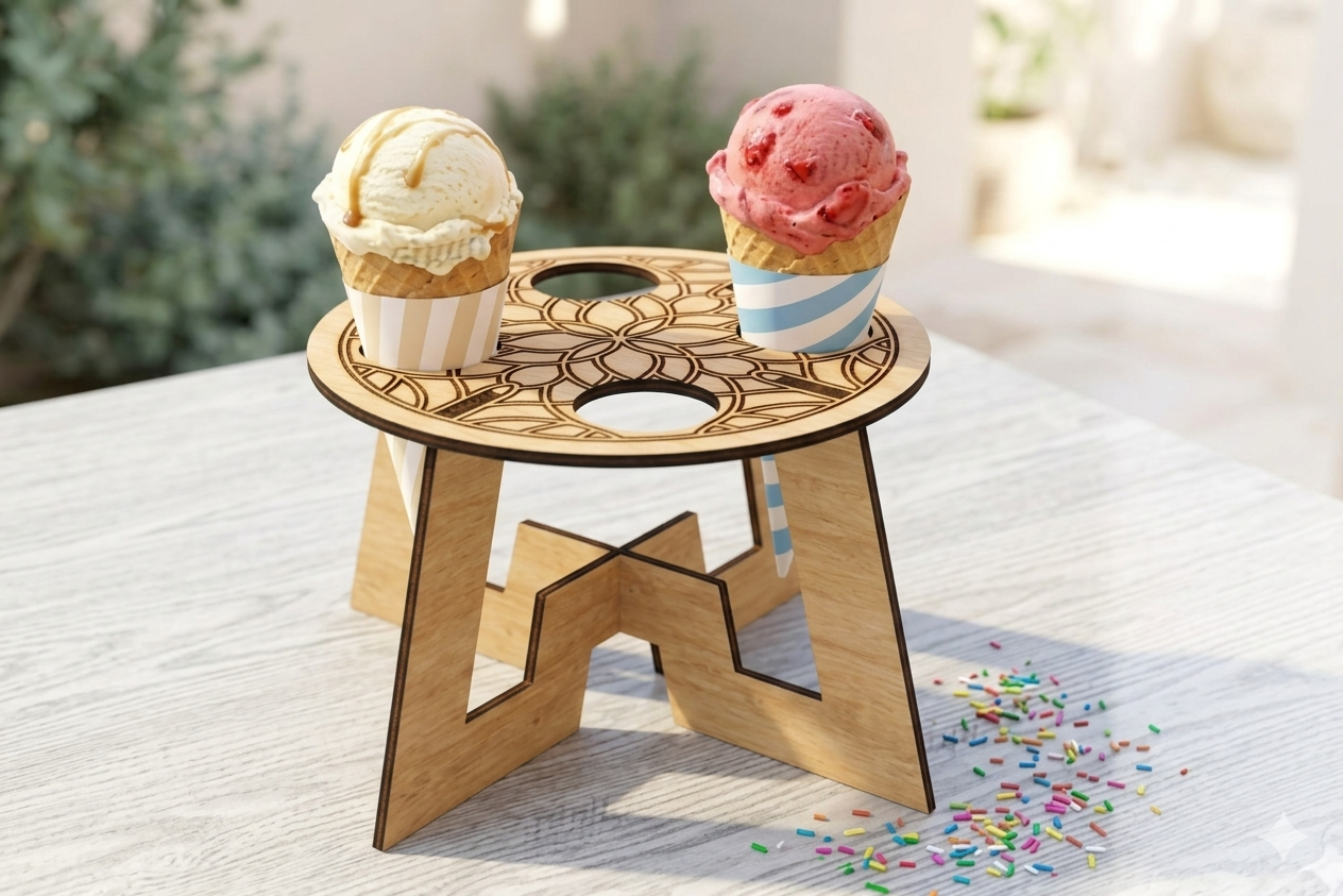 Soporte de Madera Portaconos para Helados – Exhibidor Premium para Eventos y Negocios - Imagen 5