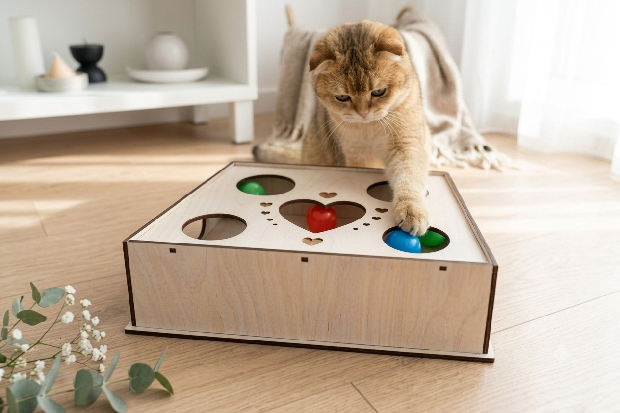 Juguete Interactivo de Madera para Gatos - Caja de Entretenimiento - Imagen 2